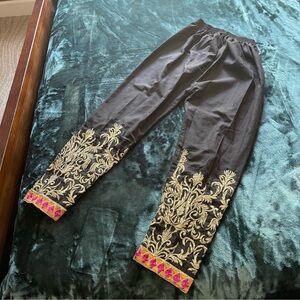 Womens desi Indian Pakistani embroidered black trouser brand new size small 1pc